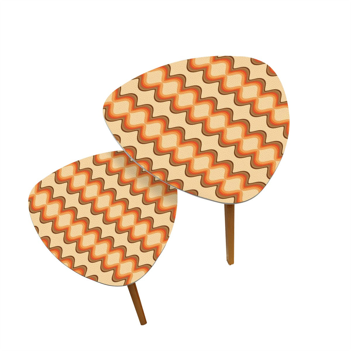 Mid Century Modern Orange, Brown Retro Mod Nesting Table Set - Mid Century Modern Gal