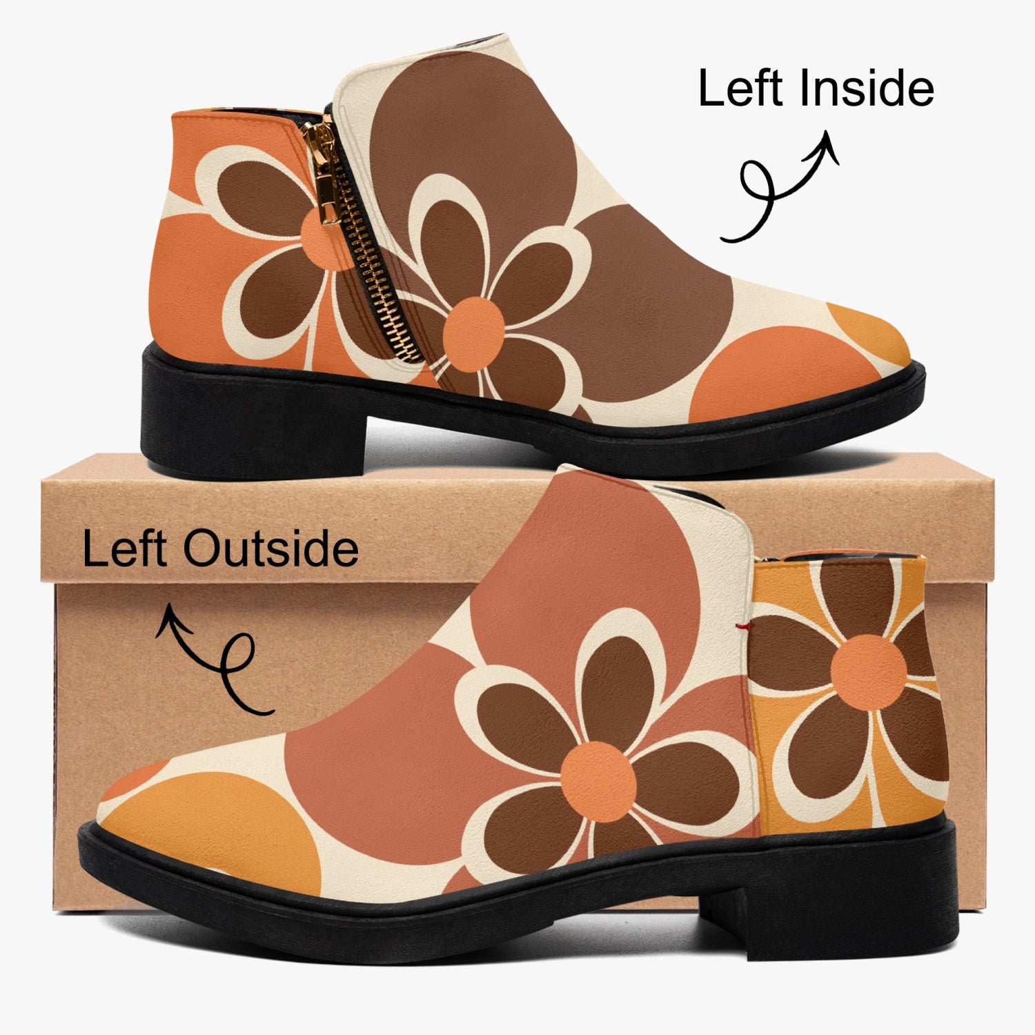 1960s Flower Hippie Ankle Shoe Boots - Mid Century Modern Gal