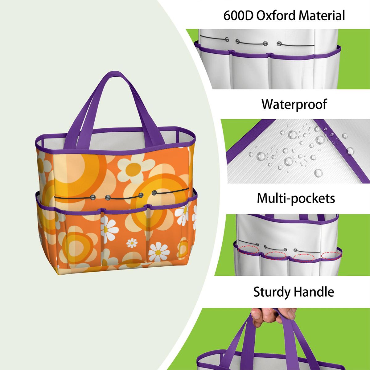 Flower Power Orange Groovy Mod Garden Tool Bag