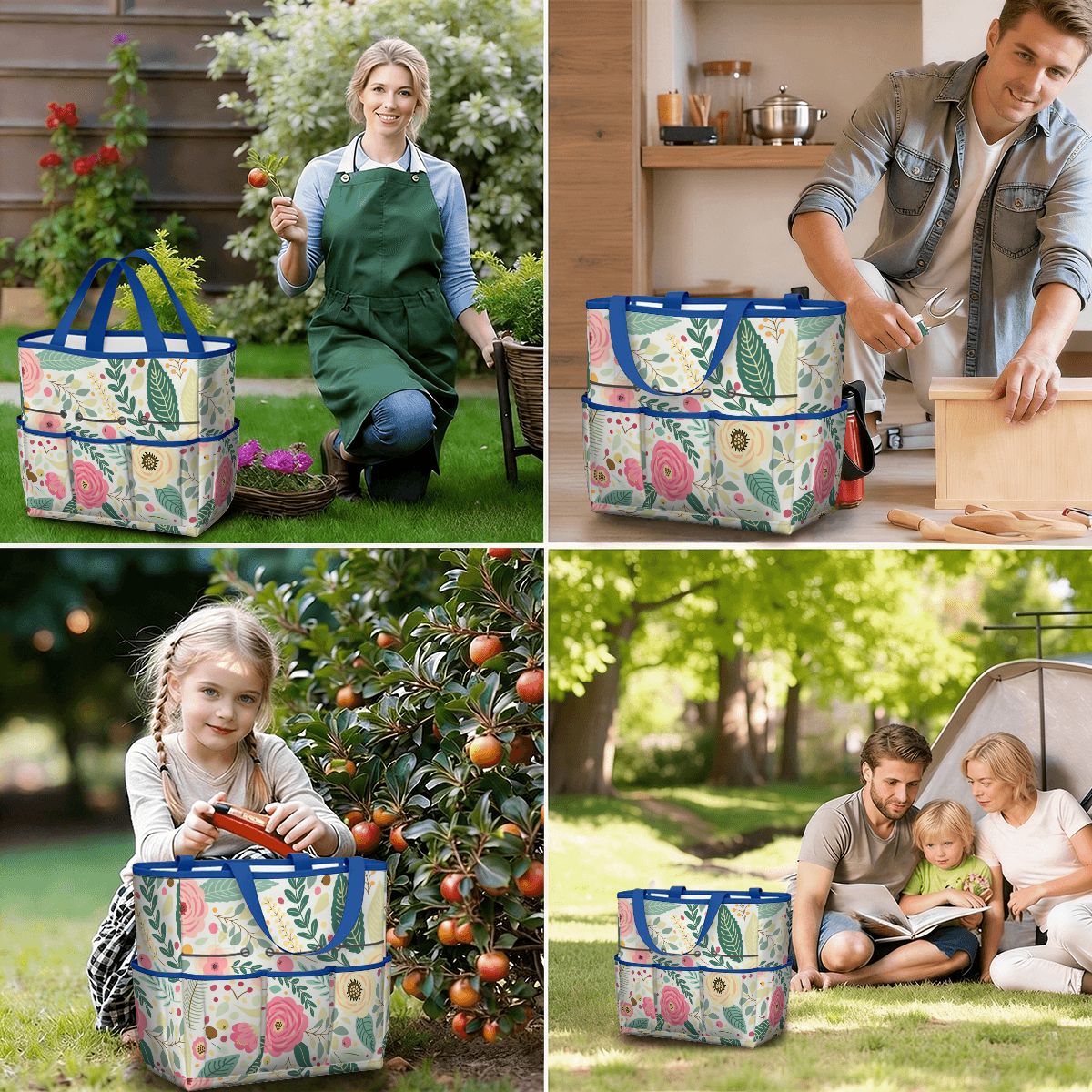 Floral Pink Mid Century Modern Garden Tool Bag