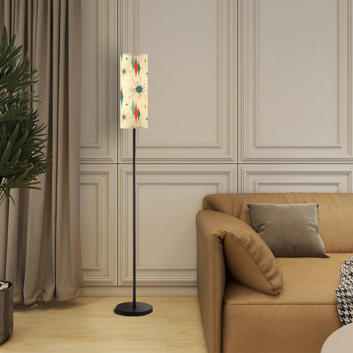Mid Century Modern Franciscan Starburst Pattern Slim Modern Floor Light - Mid Century Modern Gal
