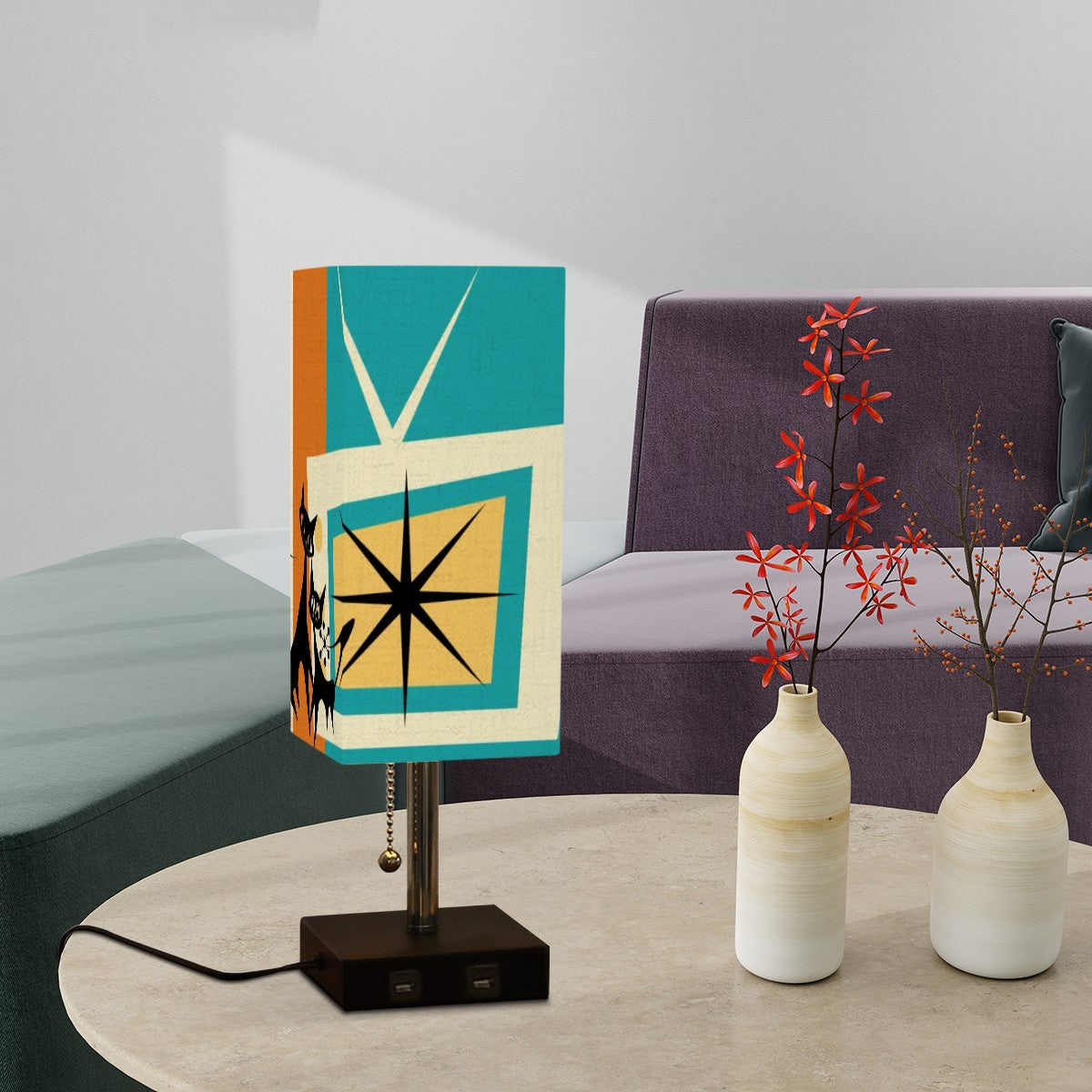 Atomic Cat Space Age Mid Century Modern Table Lamp - Mid Century Modern Gal