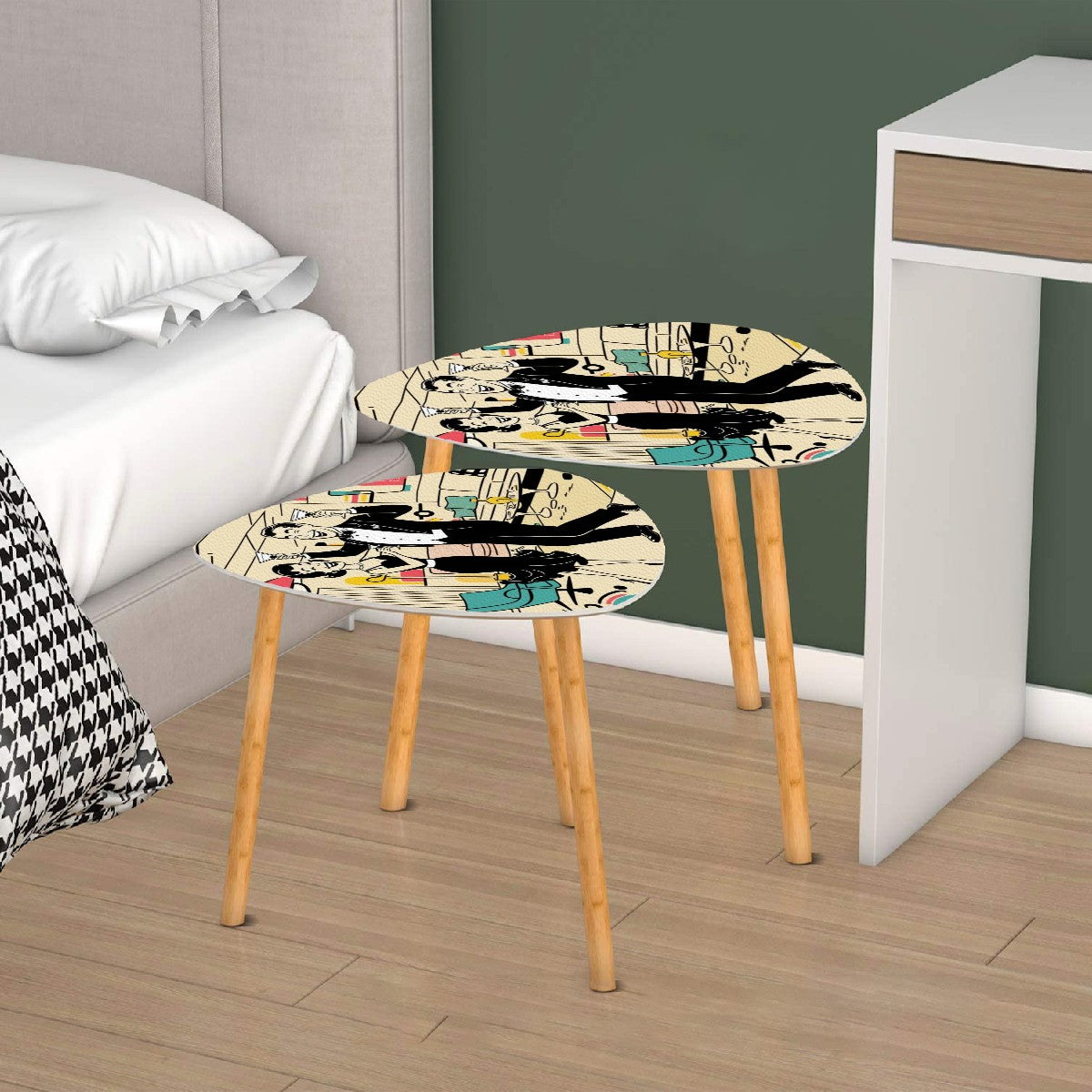 Kitschy Mod Couple Cocktail Hour Mid Century Modern Nesting Tables - Mid Century Modern Gal