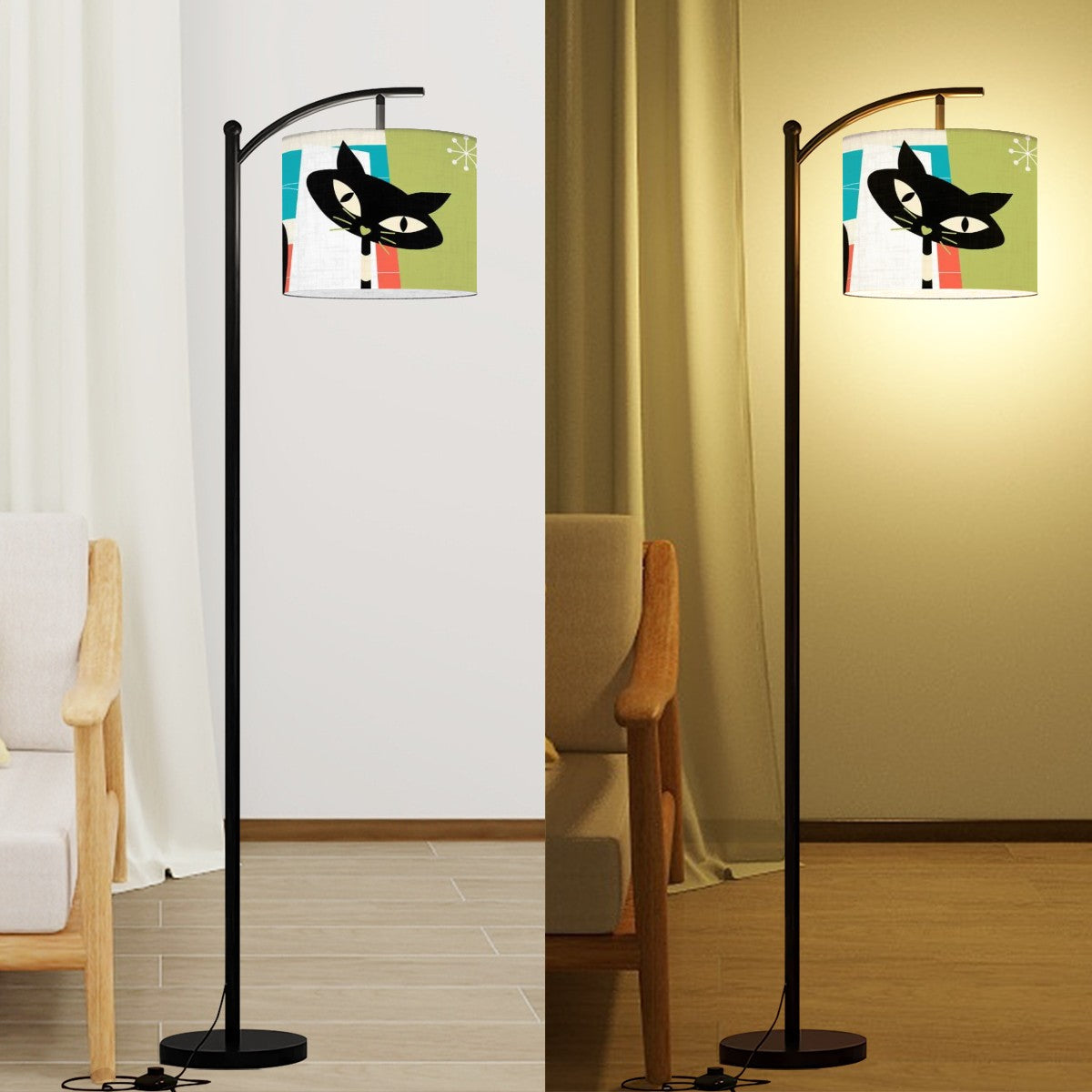 The Atomic Cat Kitschy Mid Century Modern Arc Floor Lamp - Mid Century Modern Gal