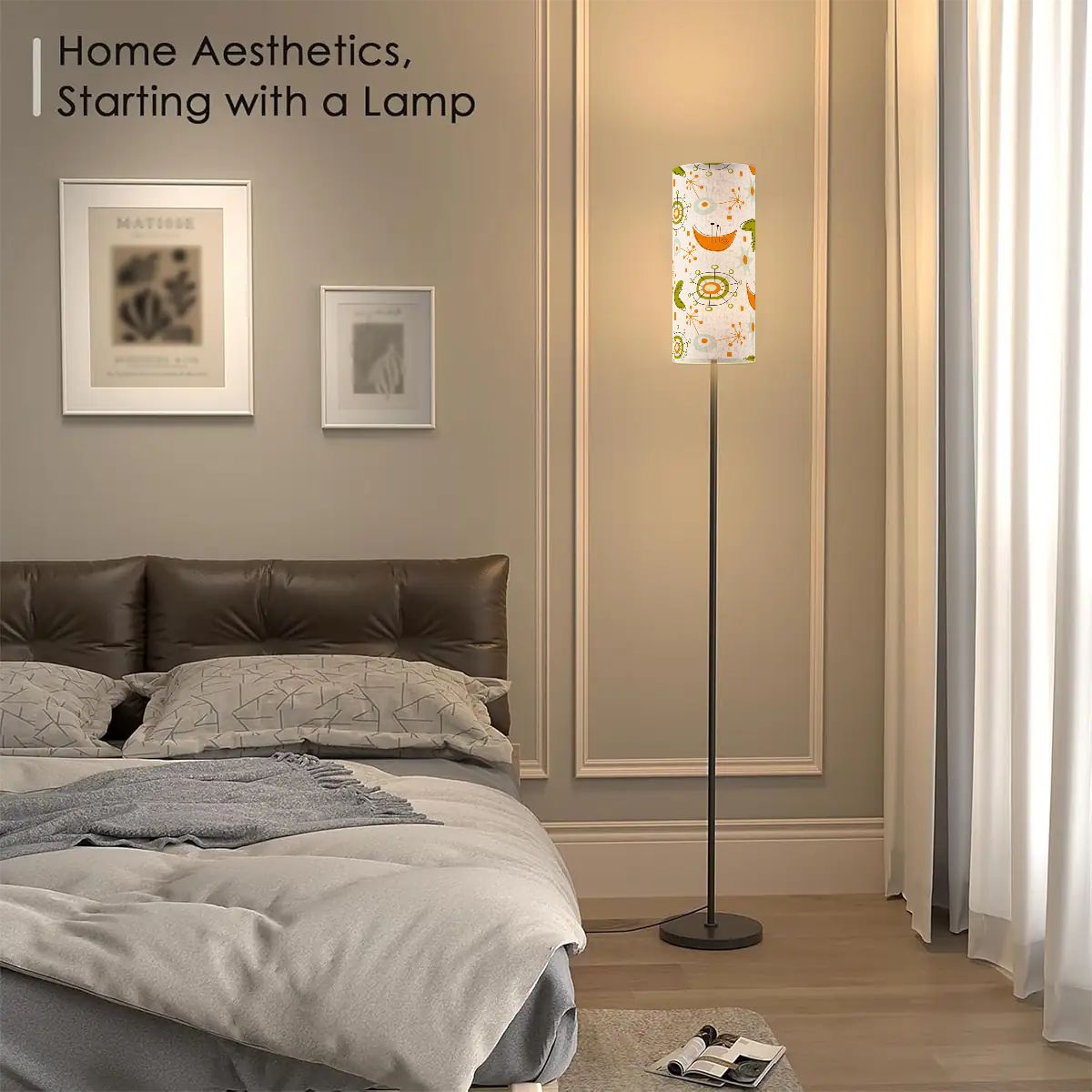 Atomic Boomerang Starburst Mid Century Modern Floor Lamp, Orange Green Design - Mid Century Modern Gal