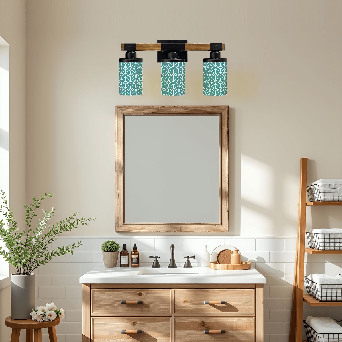 Art Deco Blue Modern Vanity Light Fixture - Mid Century Modern Gal