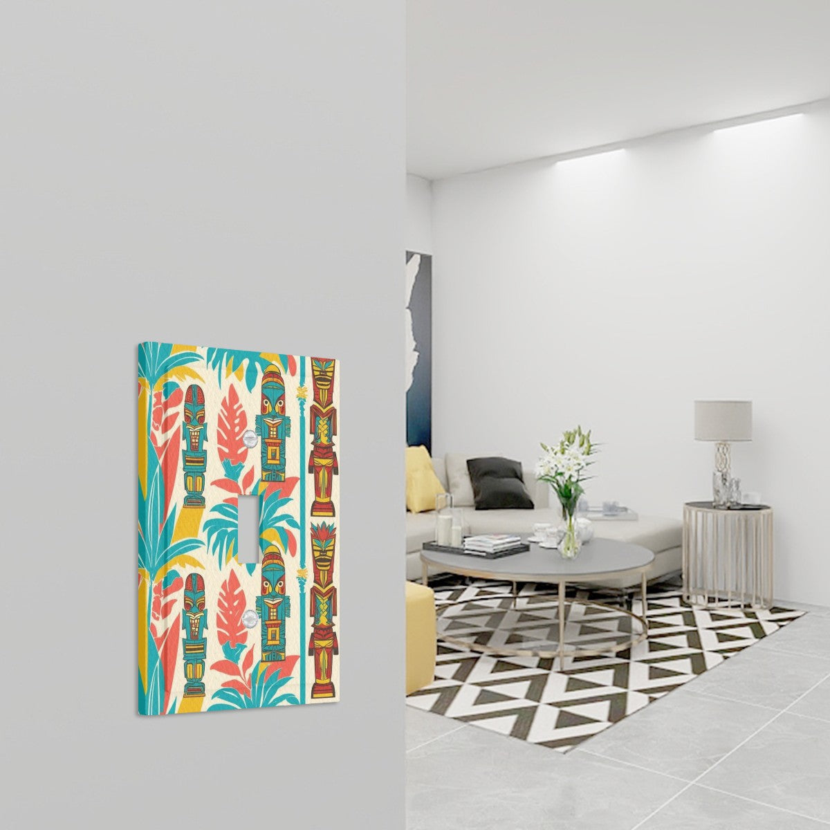 Mid Mod Tiki Faux Leather Texture Switch Cover 1-Gang 1 Toggle - Mid Century Modern Gal