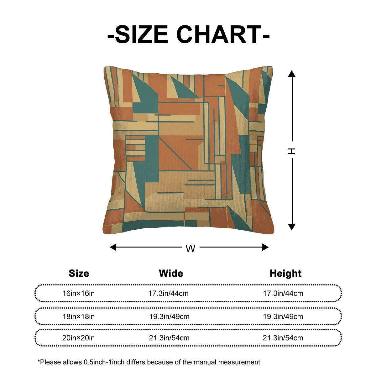 Mid Century Modern Camel Brown, Teal Bauhaus Designed Corduroy Throw Pillow Covers (Double-Sided Design) - Mid Century Modern Gal