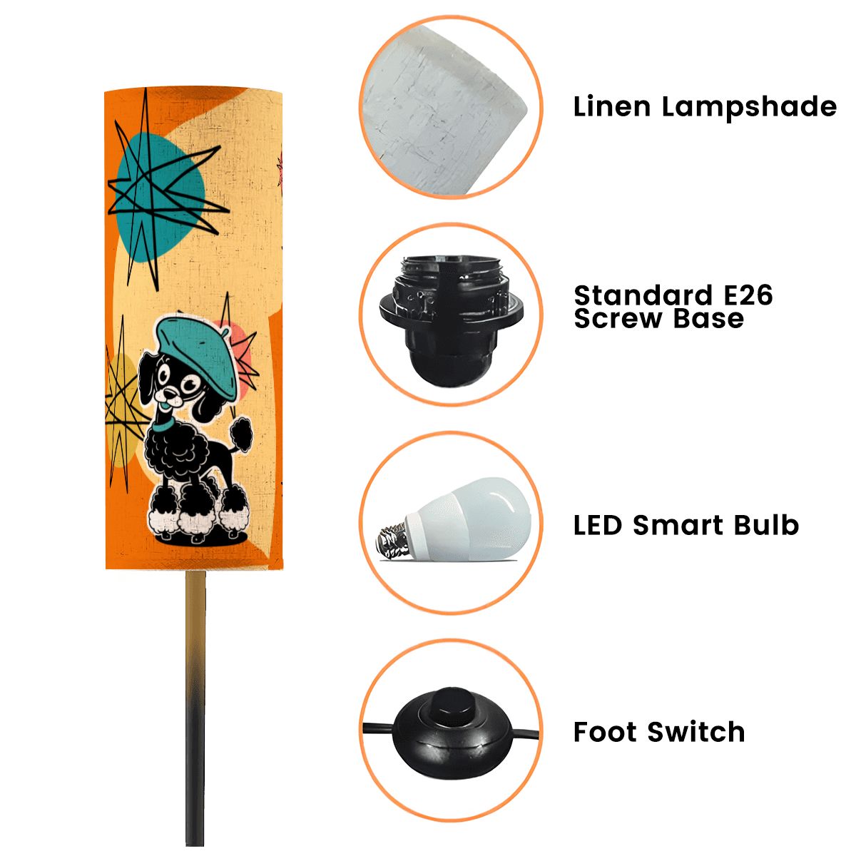 Franciscan Starburst, Kitschy Mod Poodle Mid Century Modern Floor Lamp - Mid Century Modern Gal