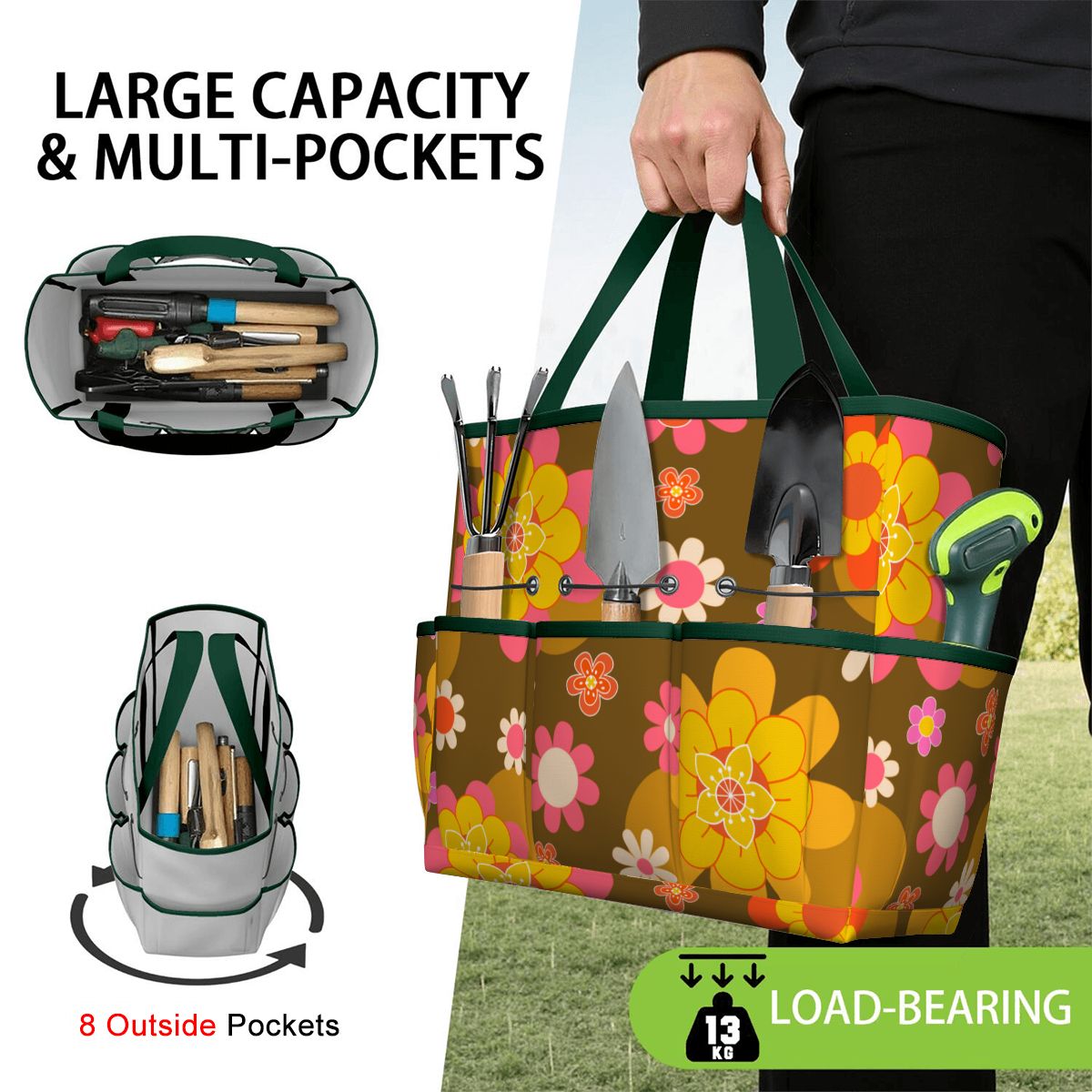 Retro 70s Groovy Flower Power Garden Tool Bag