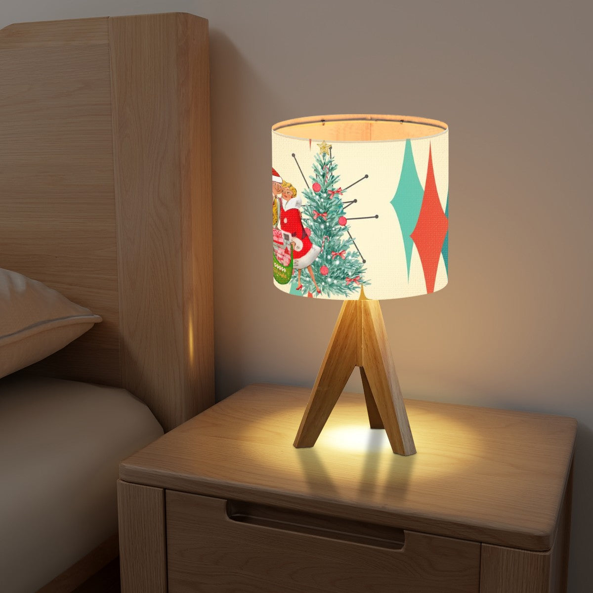 Mid Century Modern Holiday Kitschy 50s Christmas Tripod Table Lamp - Mid Century Modern Gal
