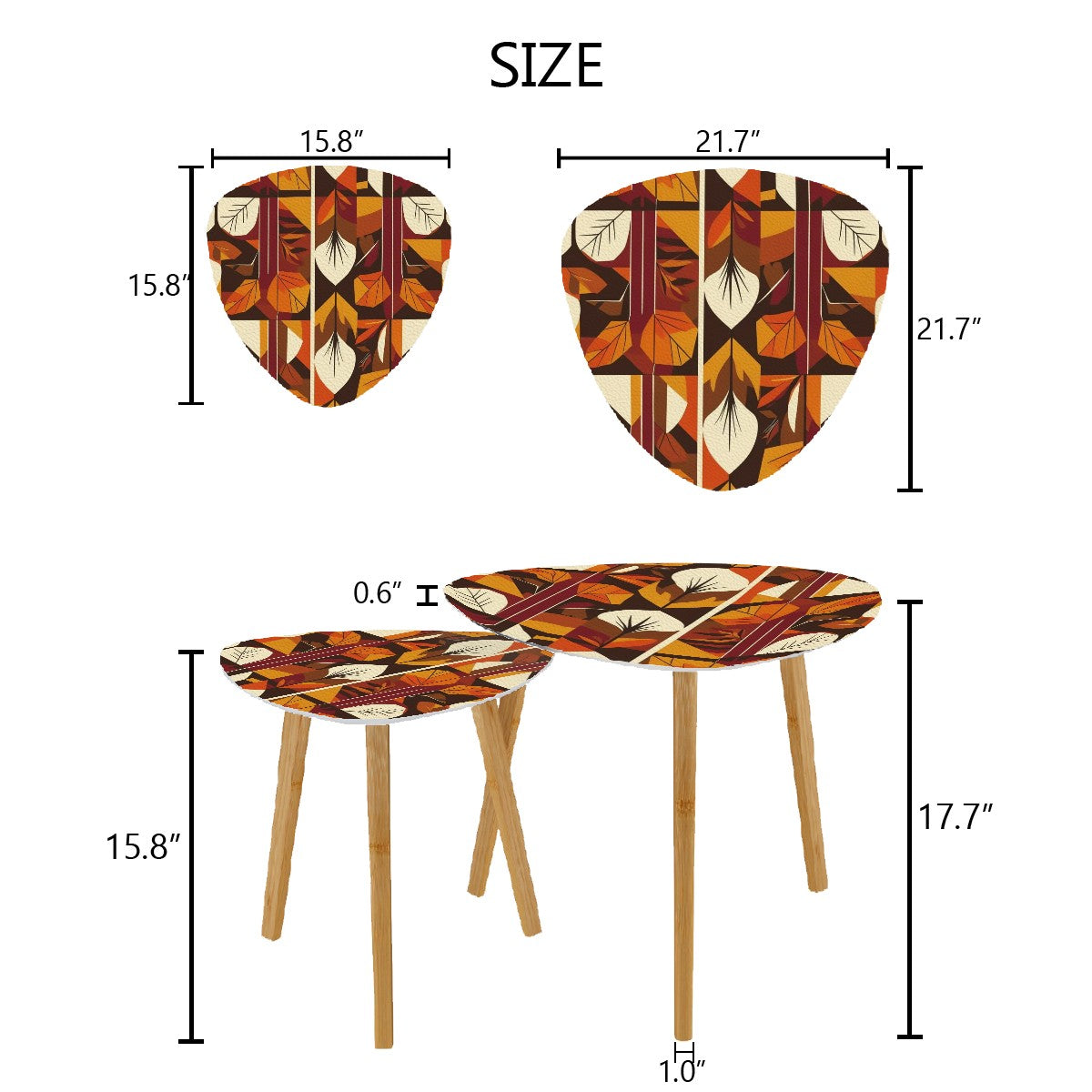 Mid Century Modern Golden Harvest Scandinvian Leaves Nesting Tables - Mid Century Modern Gal