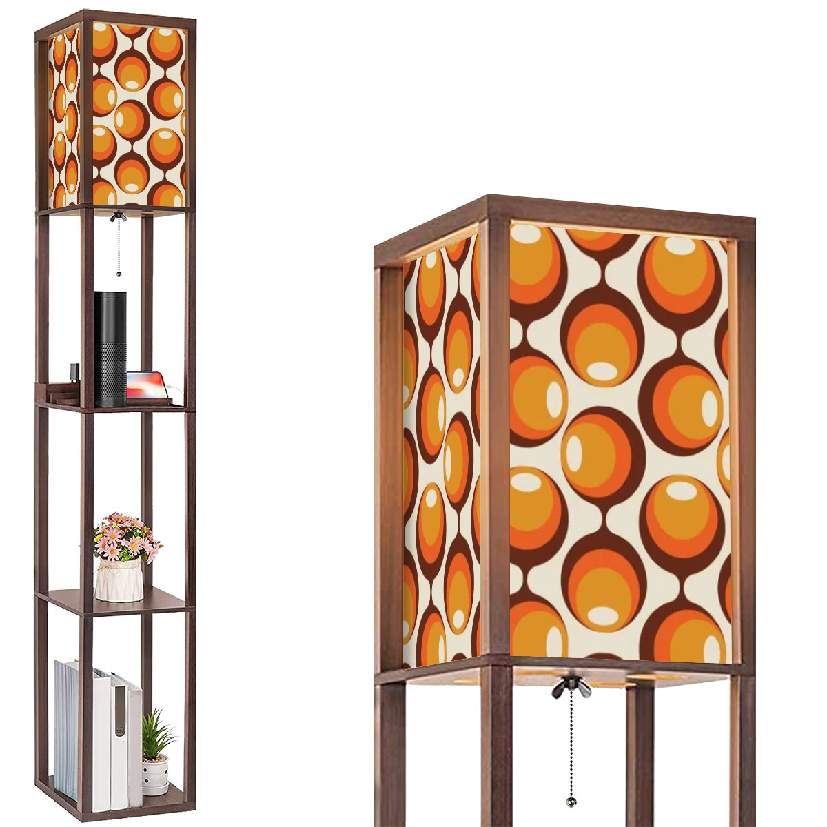 Groovy Mod Retro Space Orbs, Mid Century Modern Floor Lamp with Shelves - Mid Century Modern Gal
