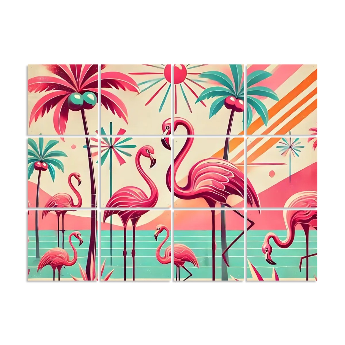 Palm Springs Cali Kitschy 50s Flamingo Mid Century Modern Hanging Room Divider One Side Print - Mid Century Modern Gal