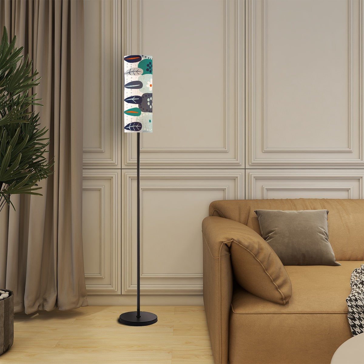 Scandinavian Flora Hygee Nordi Modern Danish Orange Blue Retro Flower Modern Floor Lamp - Mid Century Modern Gal