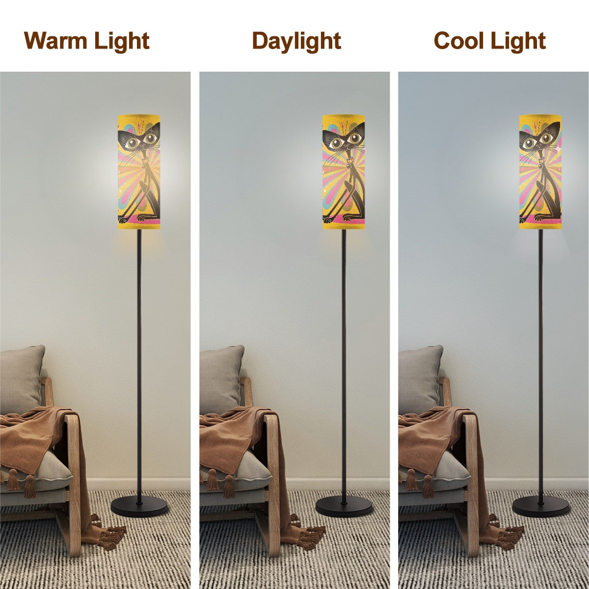 Atomic Quirky Cat, Mid Century Modern Slim Floor Lamp - Mid Century Modern Gal