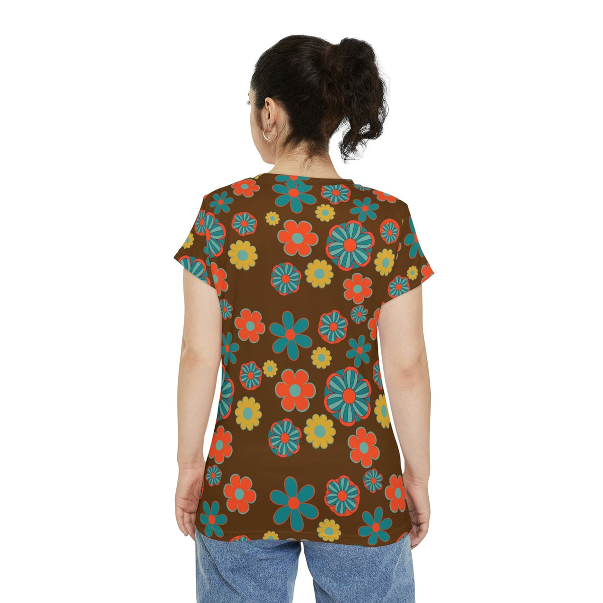 Flower Power, Atomic Cat, Hipster Vibes, Women's Short Sleeve Shirt All Over Prints