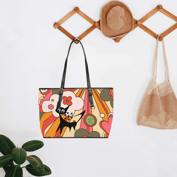 Groovy 70's Atomic Kitschy Cat, Retro Sun, Floral Fun And Funky Shoulder Bag