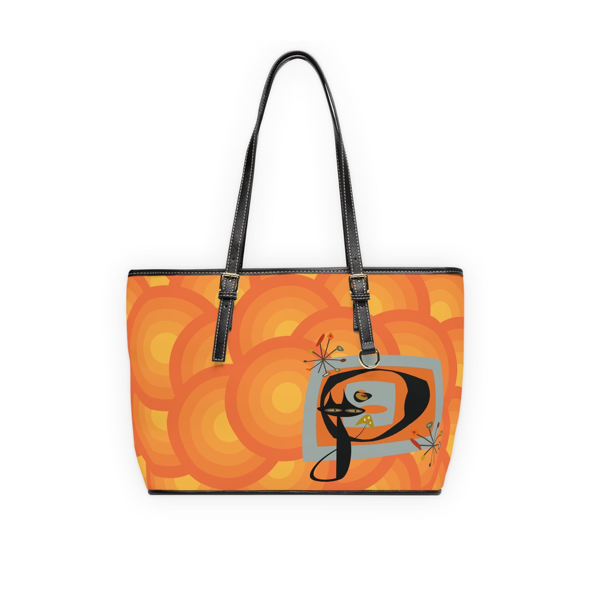 Groovy Atomic Cat, Orange, Retro, Shoulder Bag Bags