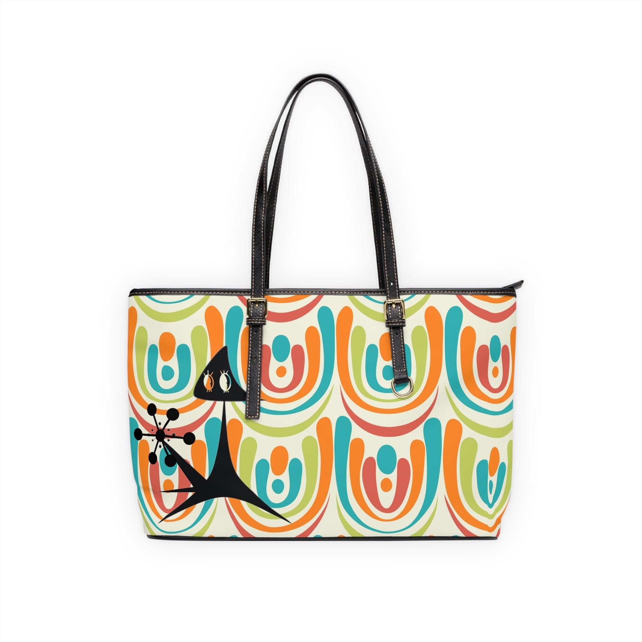 Groovy Cat, I Love You, Retro Mid Mod Leather Shoulder Bag Bags