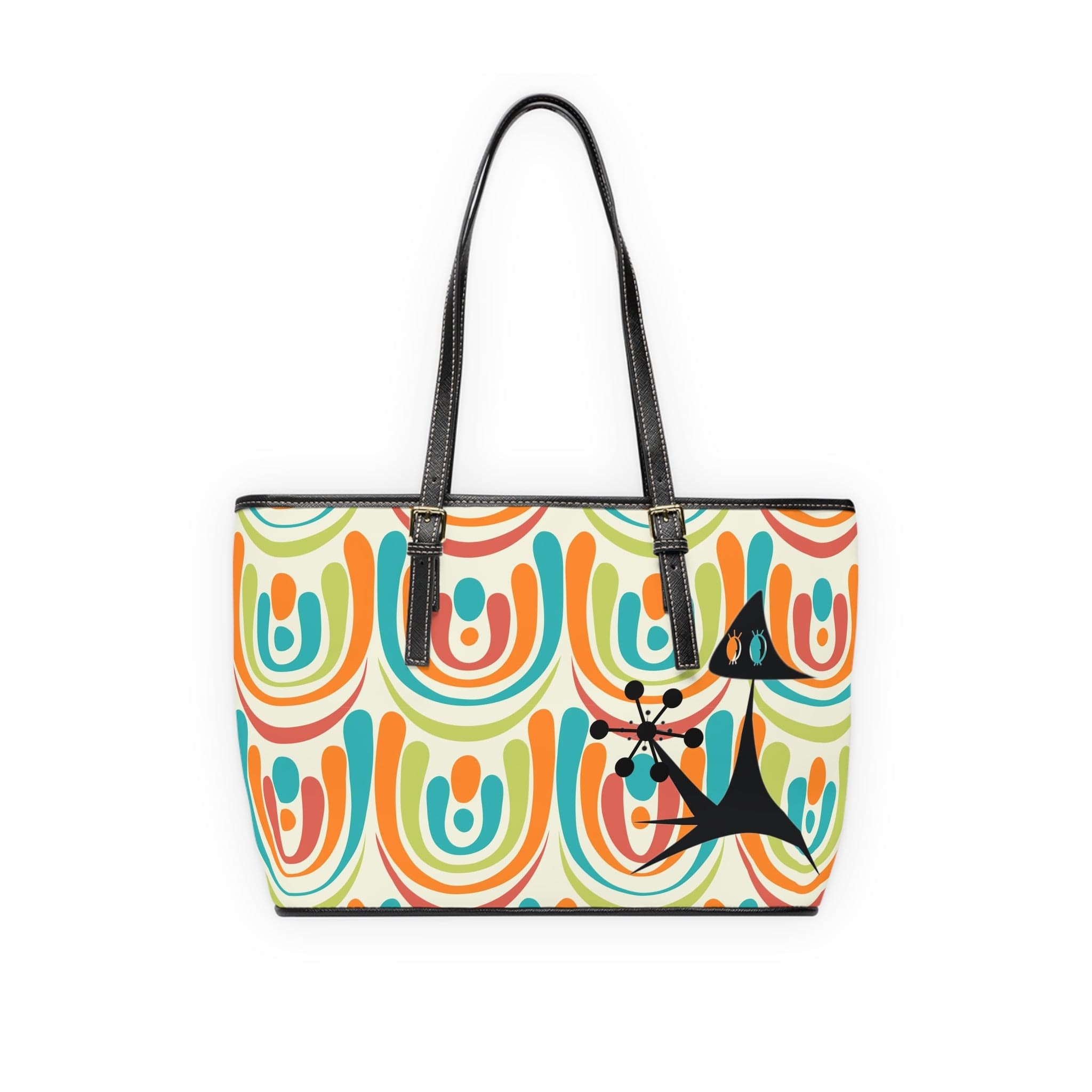Groovy Cat, I Love You, Retro Mid Mod Leather Shoulder Bag Bags