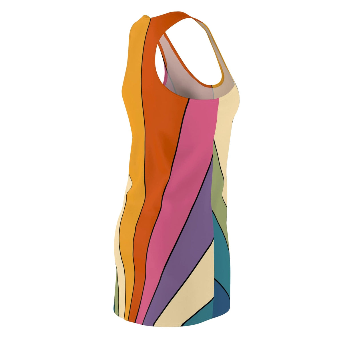 Groovy Retro, Hipster Summer Party Women's Racerback Dress All Over Prints
