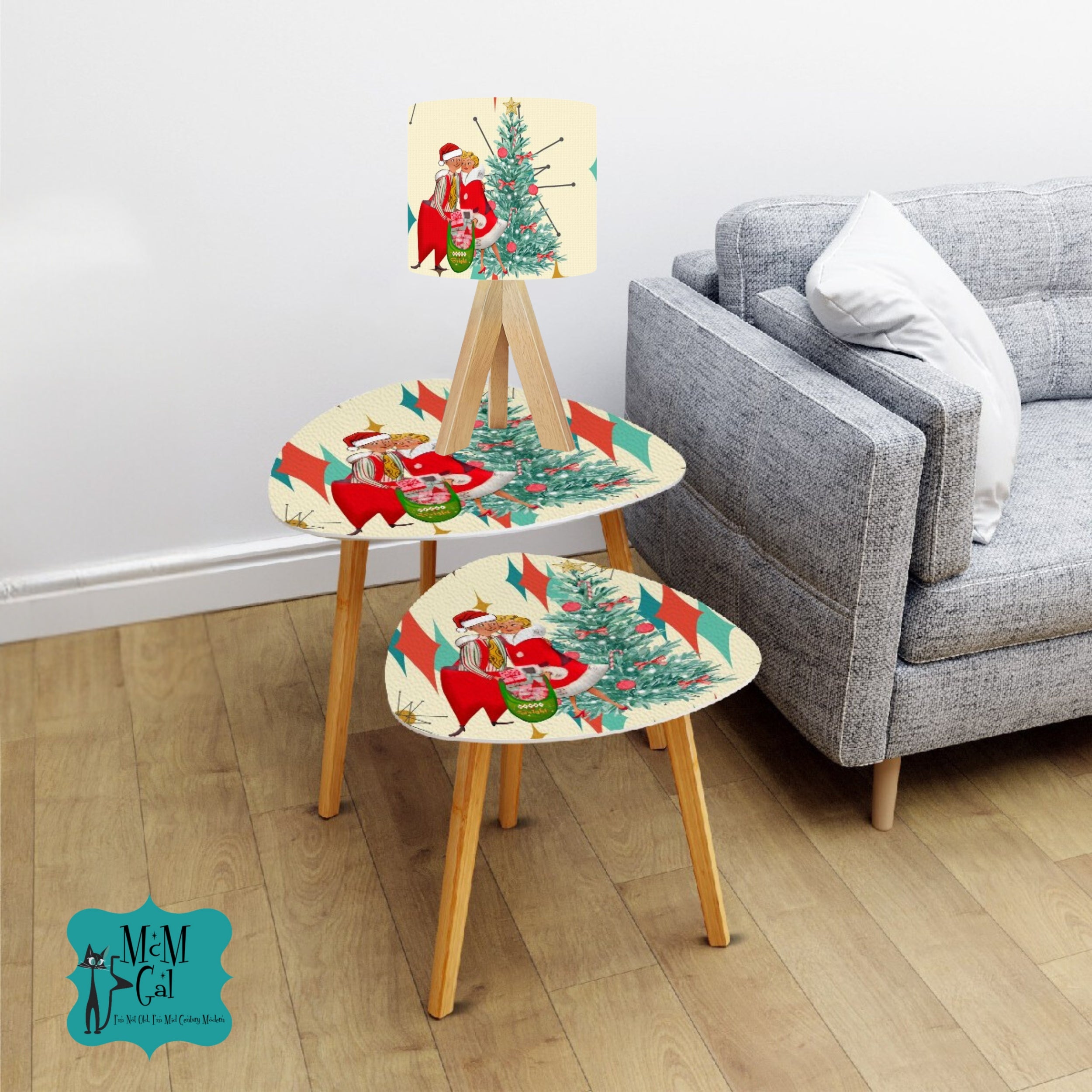 Mid Century Modern Holiday Kitschy 50s Christmas Tripod Table Lamp - Mid Century Modern Gal