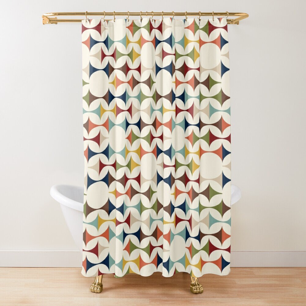 Mid Century Modern Curtains, Retro Scandinavian Modern Danish Shower Curtain - Mid Century Modern Gal