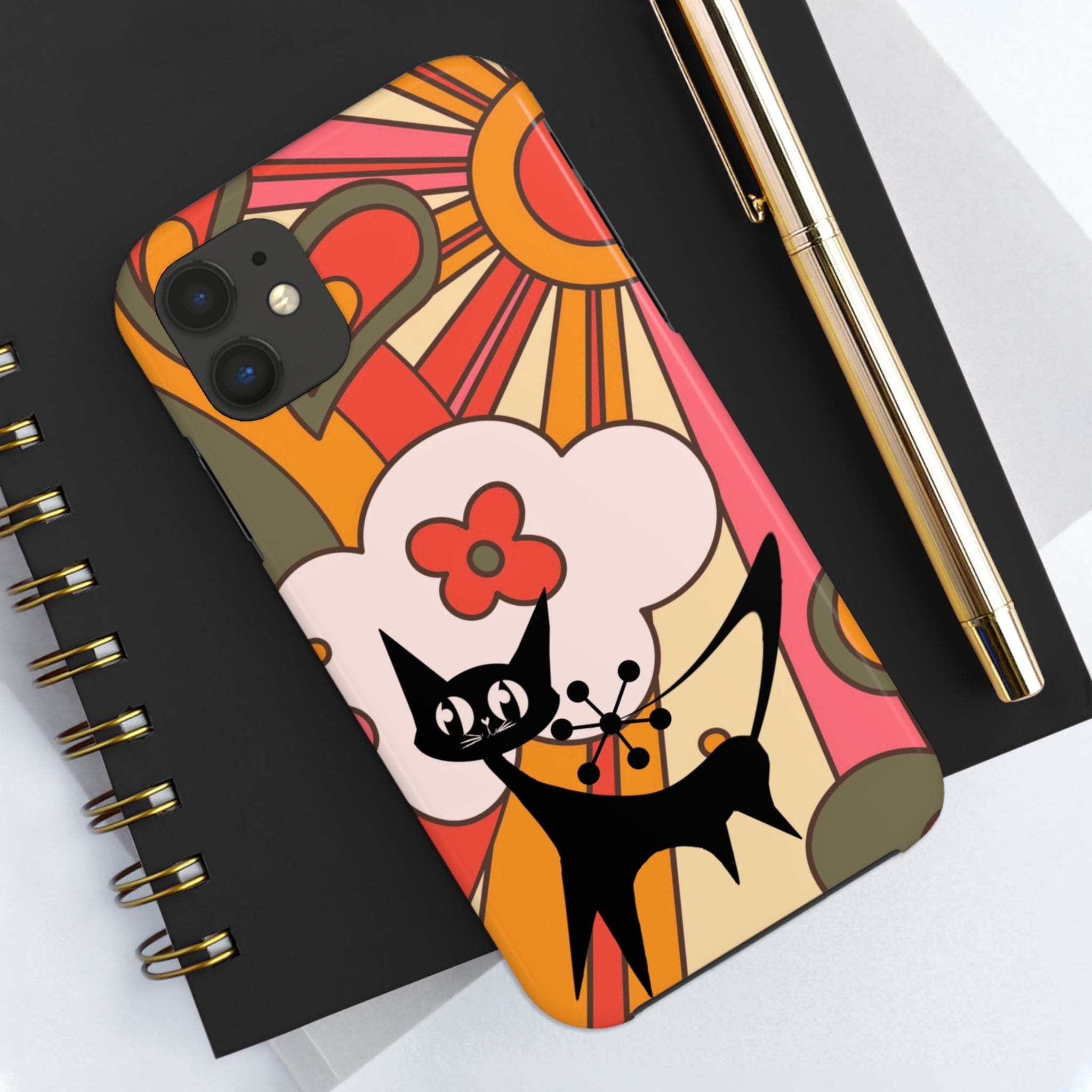 Atomic Cat, Retro Sunburst, Groovy Mod Smart Phone Tough Phone Cases Phone Case iPhone 11
