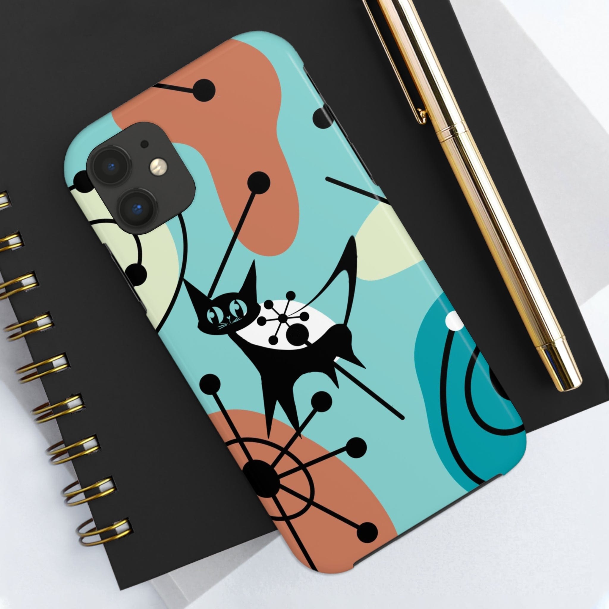 Atomic Kittie, Mid Century Modern Geometric Amoeba Retro Smart PhoneTough Phone Cases Phone Case iPhone 11