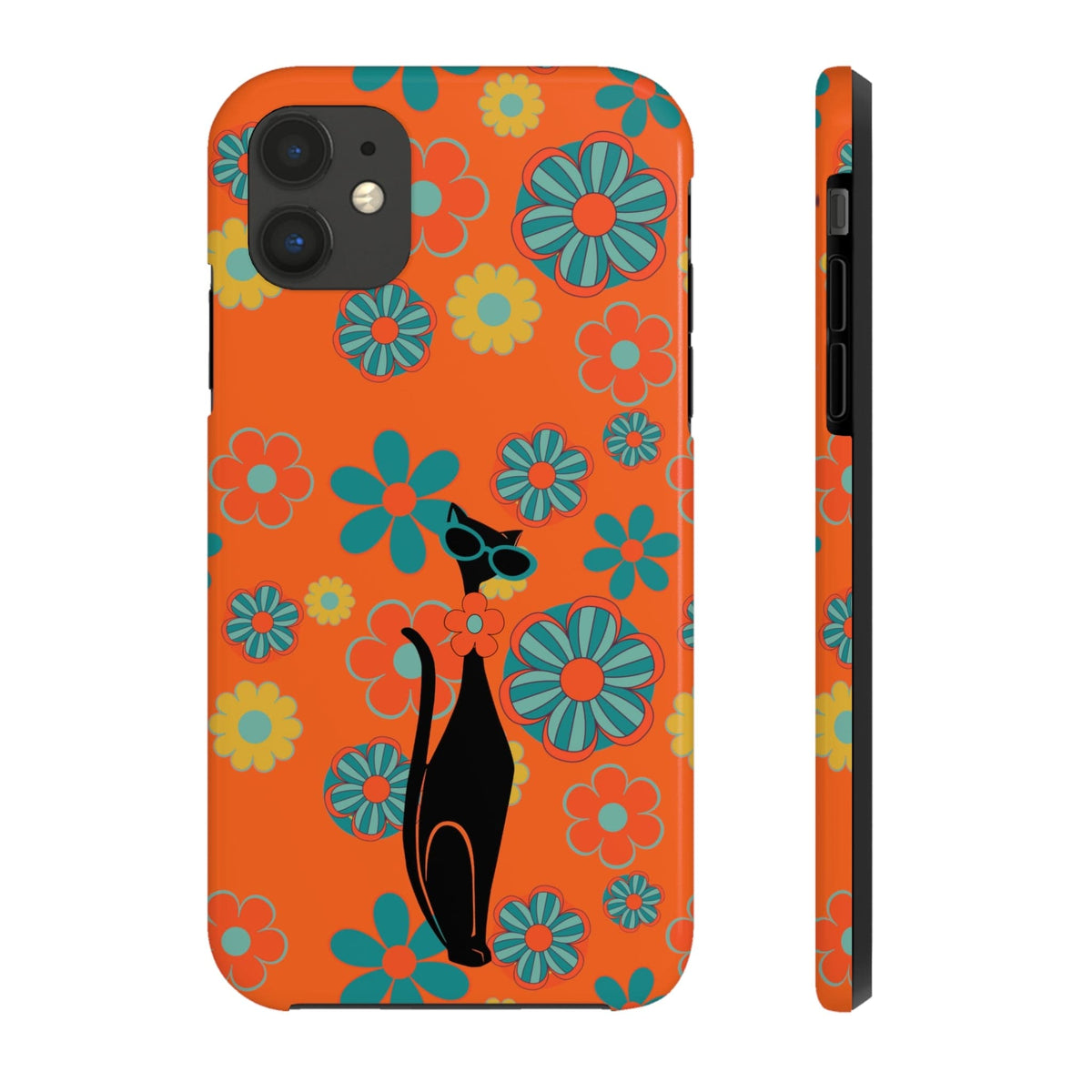 Flower Power 70's Orange Groovy Cat, Smart Phone Tough Phone Cases Phone Case iPhone 11