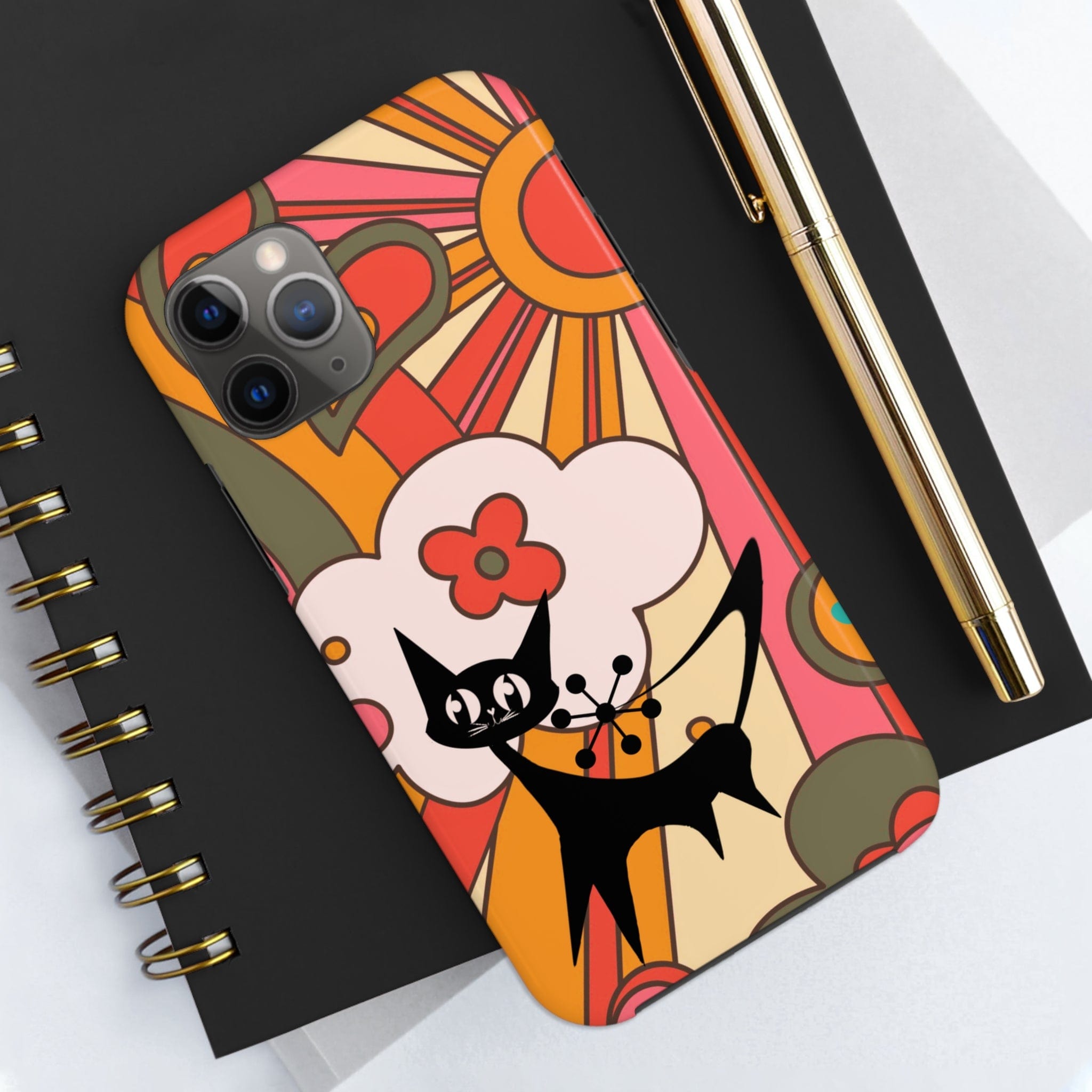 Atomic Cat, Retro Sunburst, Groovy Mod Smart Phone Tough Phone Cases Phone Case iPhone 11 Pro
