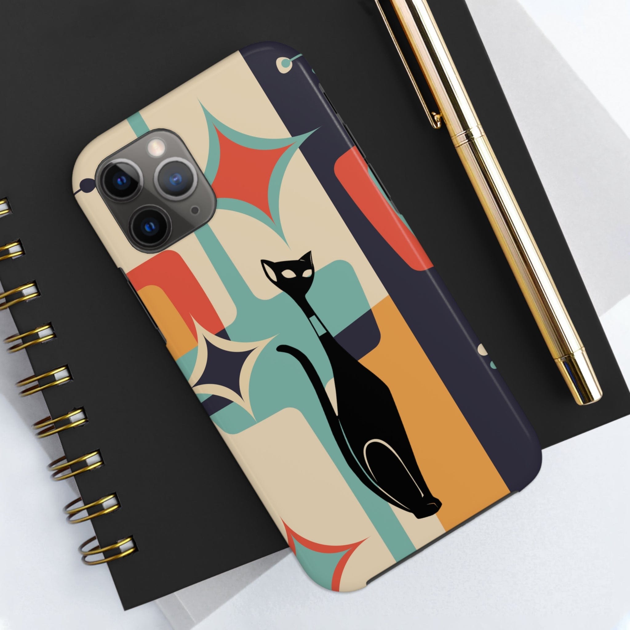 Atomic Cat, Sexton Cat, Mid Mod, Retro Geometric, Starburst Tough Phone Cases Phone Case iPhone 11 Pro