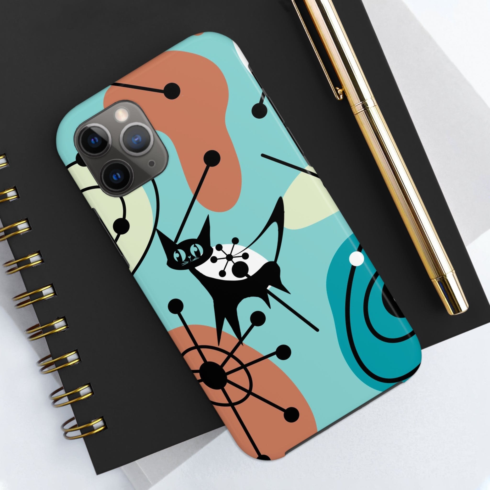 Atomic Kittie, Mid Century Modern Geometric Amoeba Retro Smart PhoneTough Phone Cases Phone Case iPhone 11 Pro