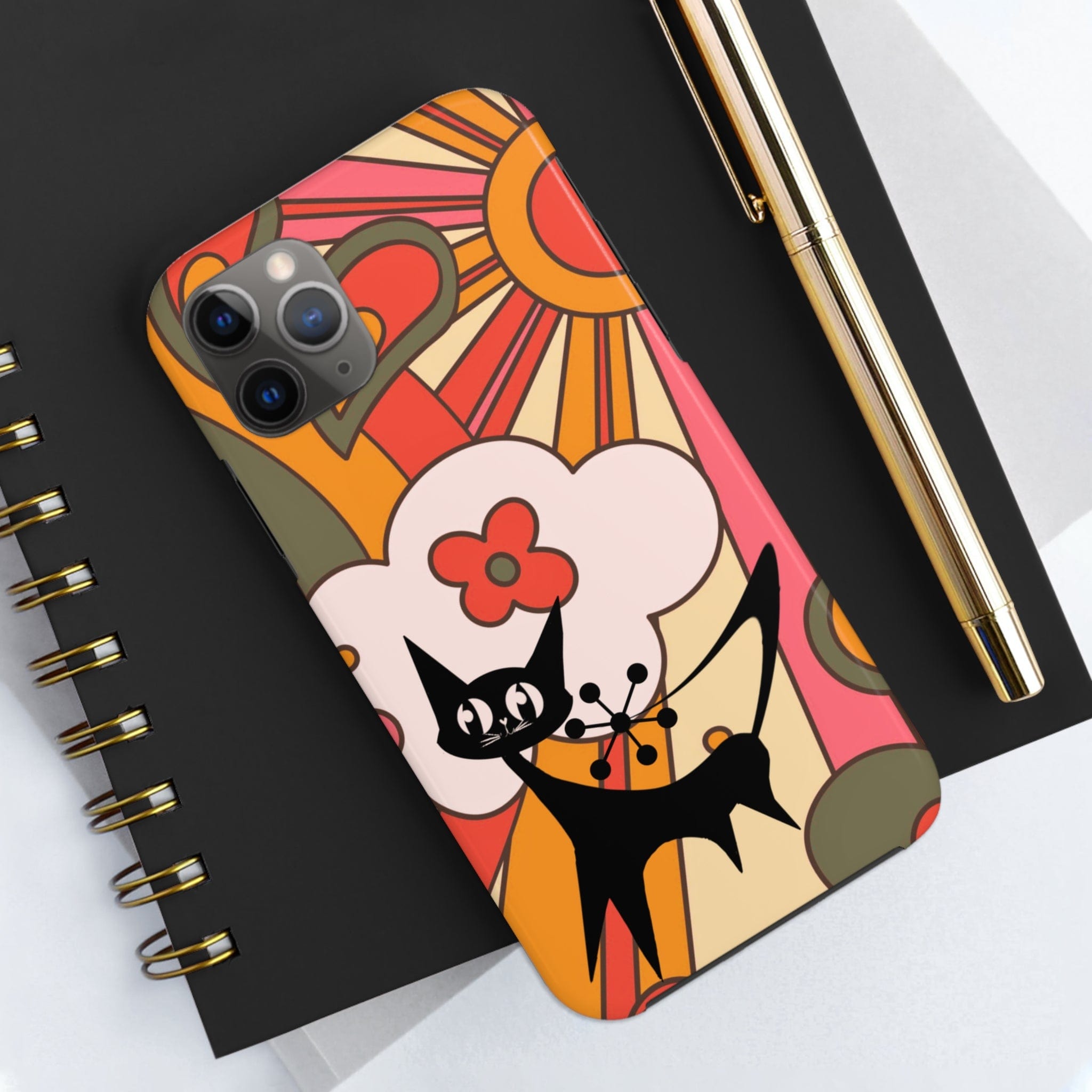 Atomic Cat, Retro Sunburst, Groovy Mod Smart Phone Tough Phone Cases Phone Case iPhone 11 Pro Max