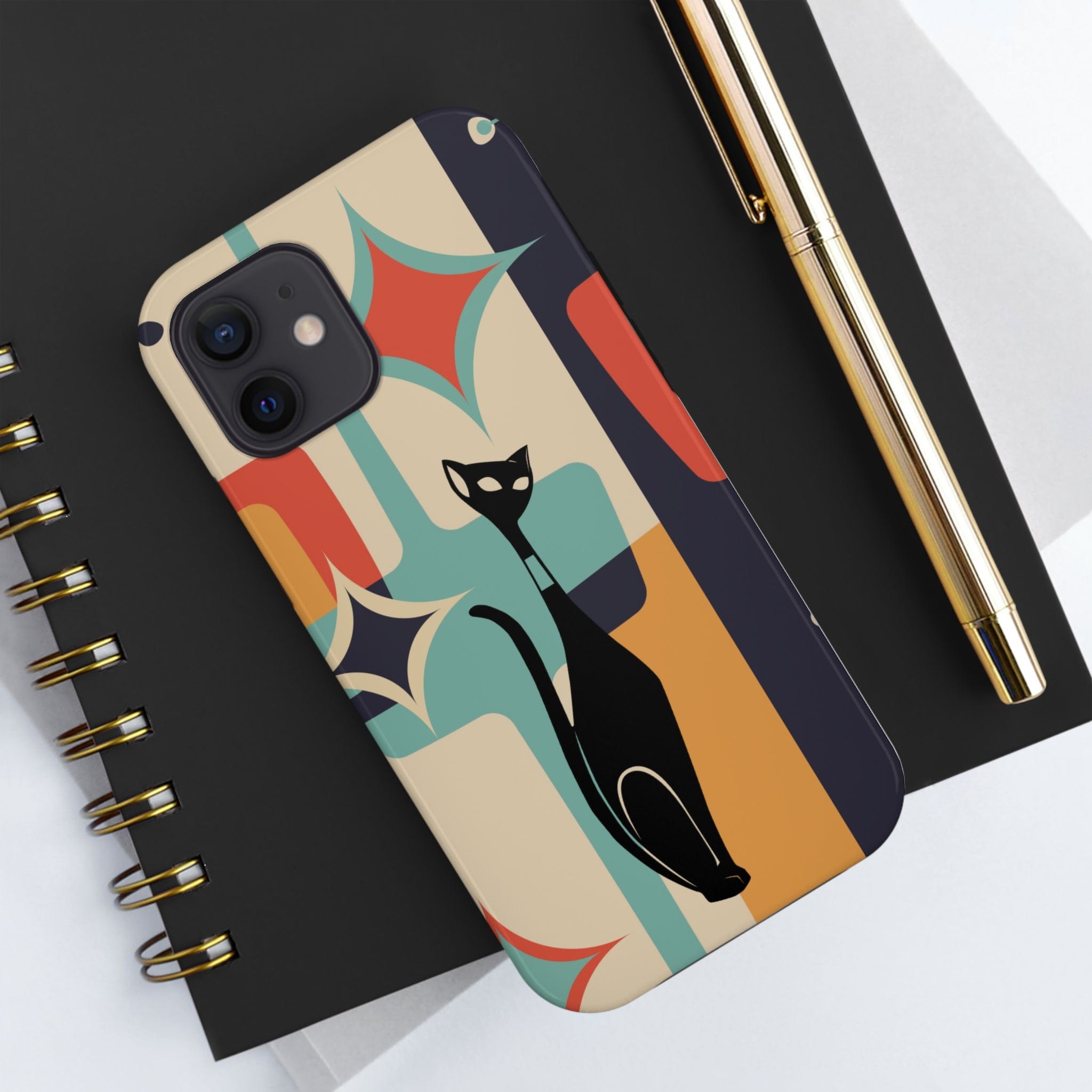 Atomic Cat, Sexton Cat, Mid Mod, Retro Geometric, Starburst Tough Phone Cases Phone Case iPhone 12