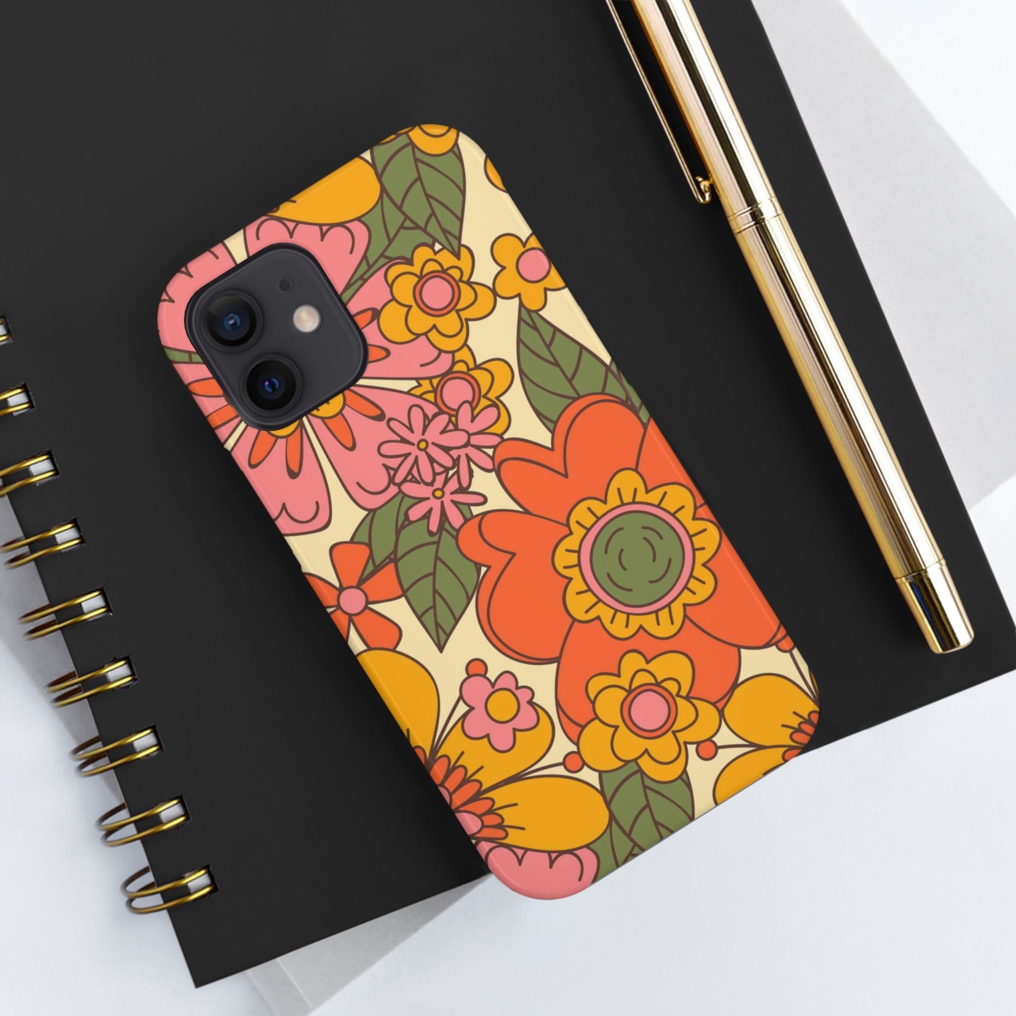 Groovy Retro Flower Power Vintage Inspired Pattern Smart Phones Tough Phone Cases Phone Case iPhone 12 Mini