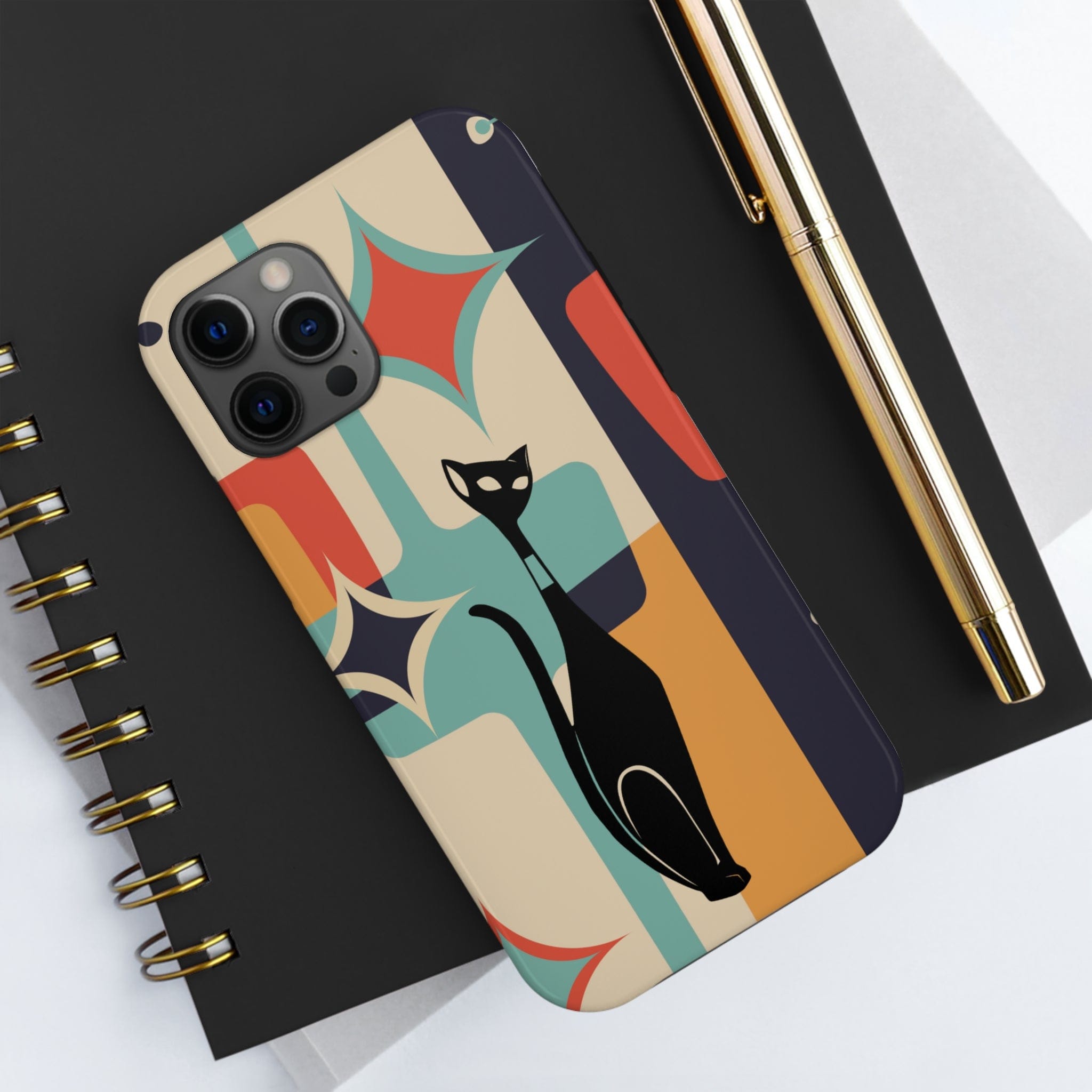 Atomic Cat, Sexton Cat, Mid Mod, Retro Geometric, Starburst Tough Phone Cases Phone Case iPhone 12 Pro