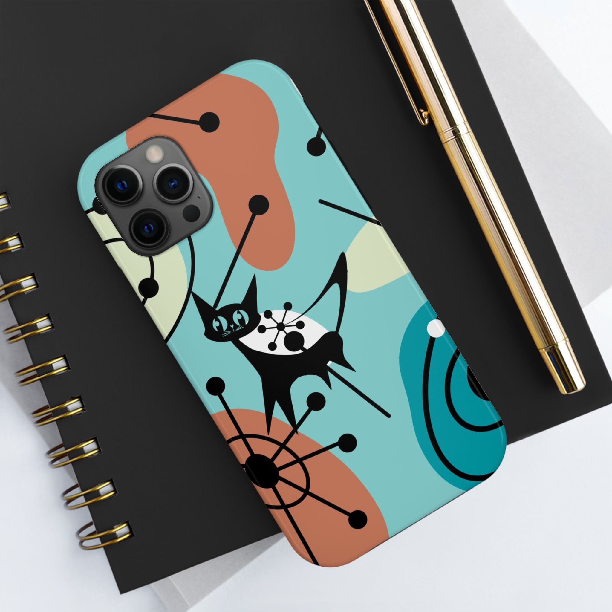 Atomic Kittie, Mid Century Modern Geometric Amoeba Retro Smart PhoneTough Phone Cases Phone Case iPhone 12 Pro