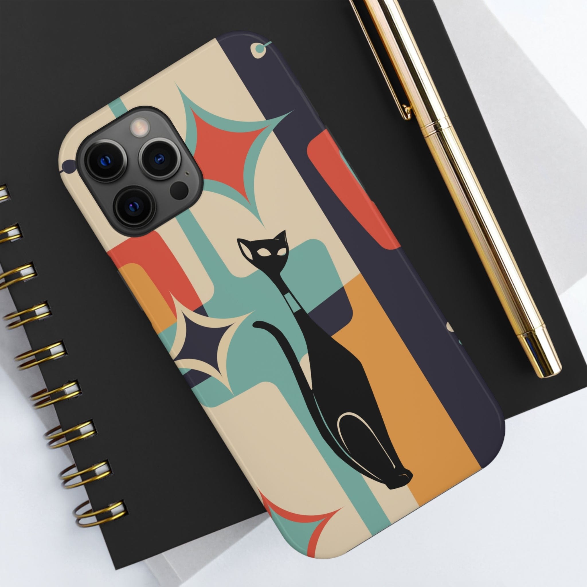 Atomic Cat, Sexton Cat, Mid Mod, Retro Geometric, Starburst Tough Phone Cases Phone Case iPhone 12 Pro Max