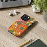 Groovy Retro Flower Power Vintage Inspired Pattern Smart Phones Tough Phone Cases Phone Case iPhone 14 Pro Mid Century Modern Gal