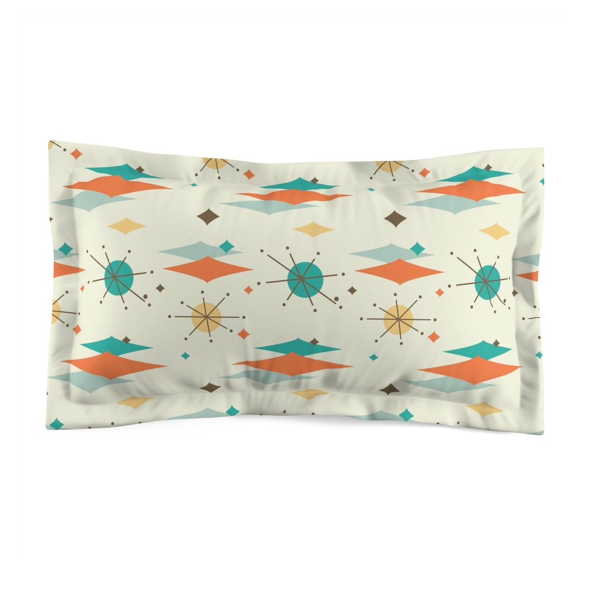 Mid Century Modern Franciscan Starburst, Teal Blue, Turquoise, Orange Retro Microfiber Pillow Sham Home Decor King