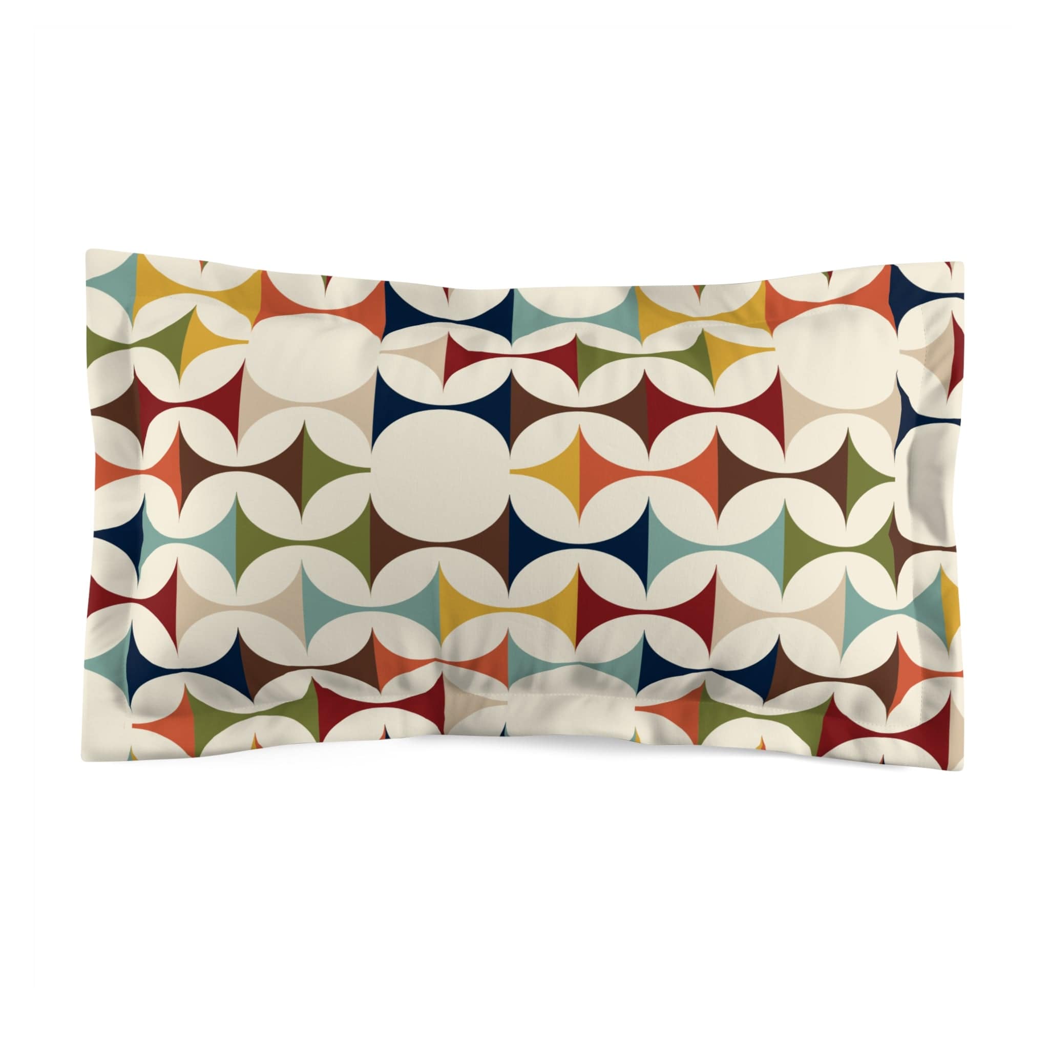 Mid Century Modern Pillow Shams, Retro Scandinavian Modern Danish Geometric Design, Green, Brown, Beige, Yellow, Teal, MCM Home Decor Home Decor King