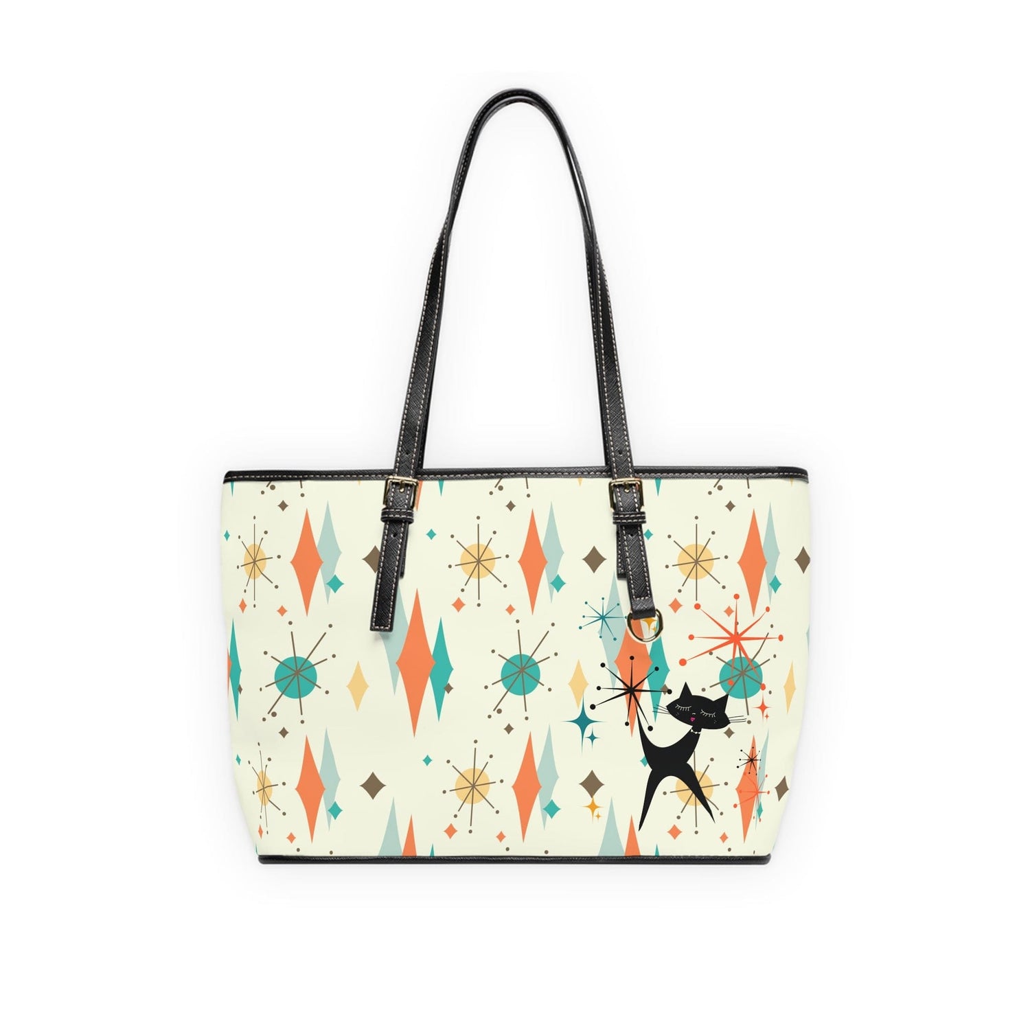 Mid Century Atomic Franciscan Pattern, Atomic Cat, Retro Mod Shoulder Bag Bags