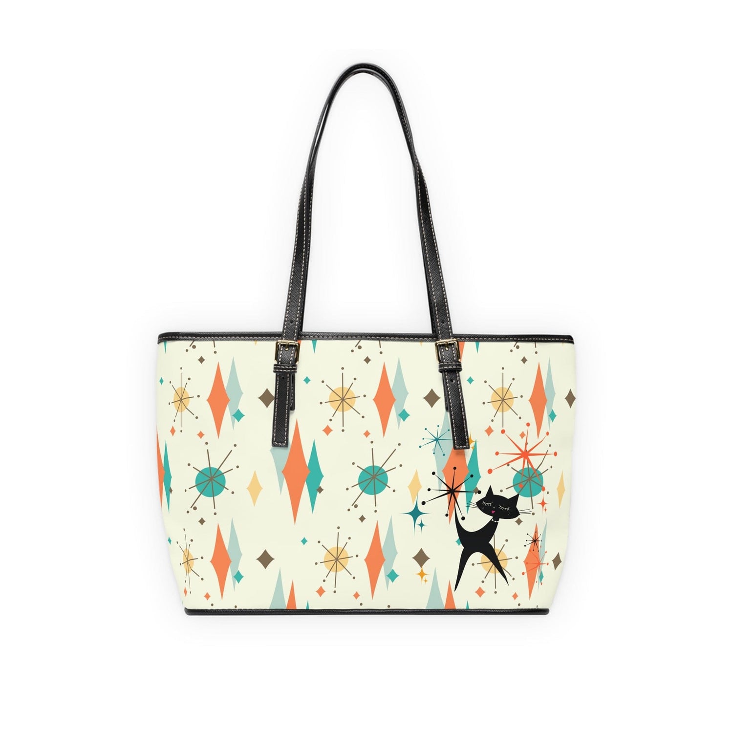 Mid Century Atomic Franciscan Pattern, Atomic Cat, Retro Mod Shoulder Bag Bags