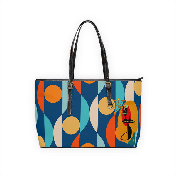 Mid Century Mod, Atomic Cat, Retro Blue, Groovy Fun Shoulder Bag