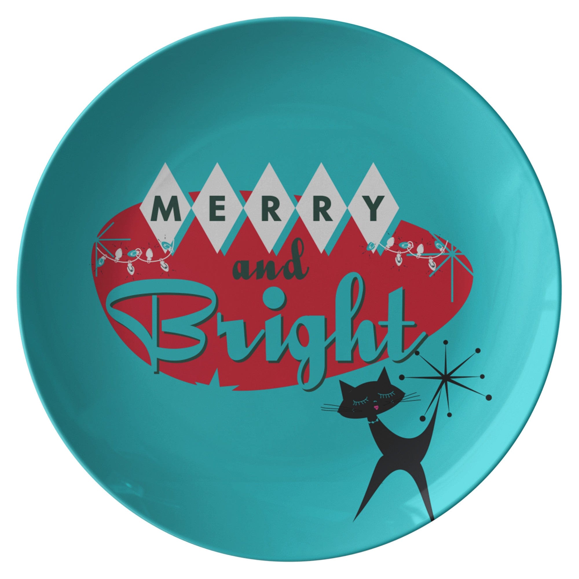 Mid Century Modern Aqua Blue, Red, Atomic 50&