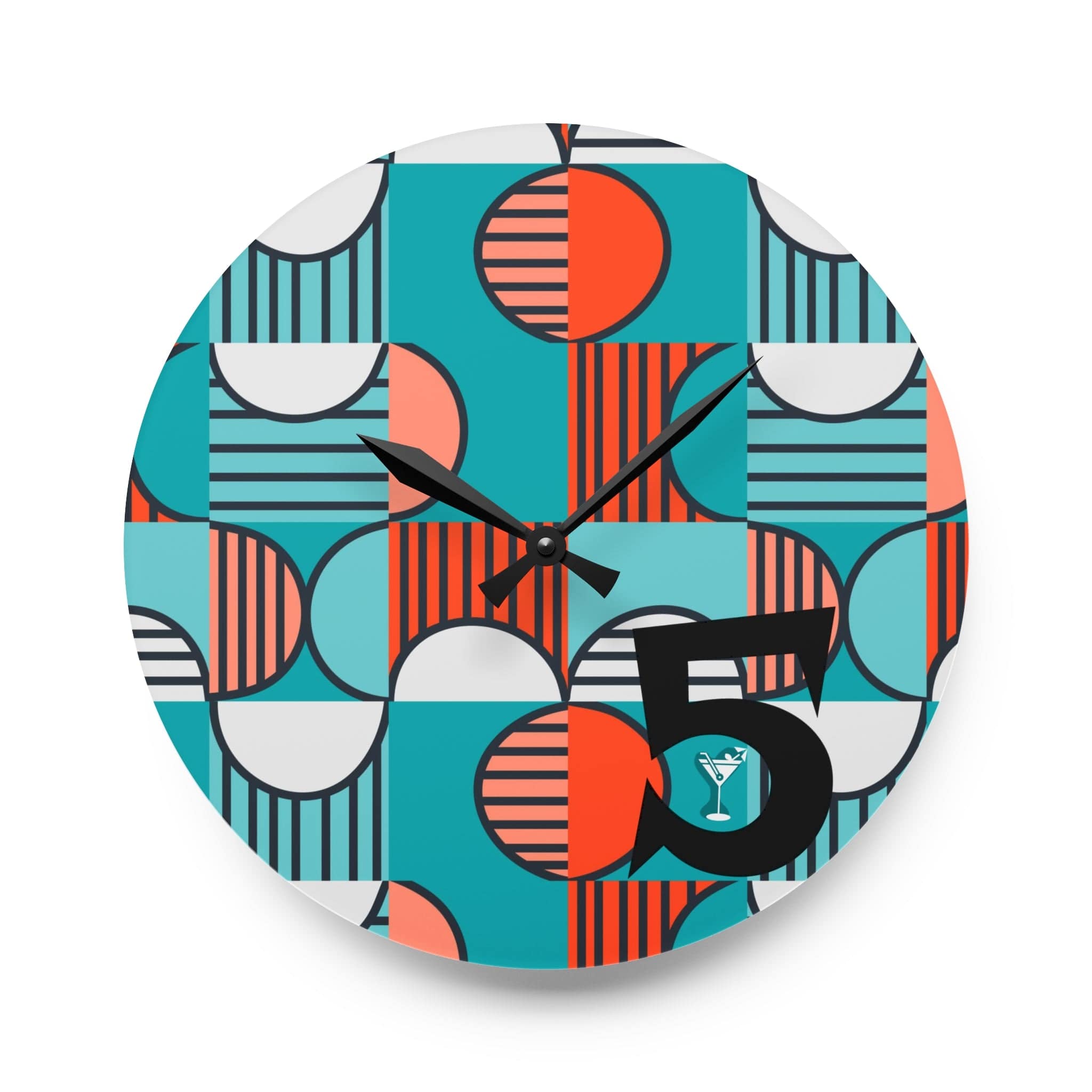 Mid Century Modern Aqua, Orange, Geometric 5&