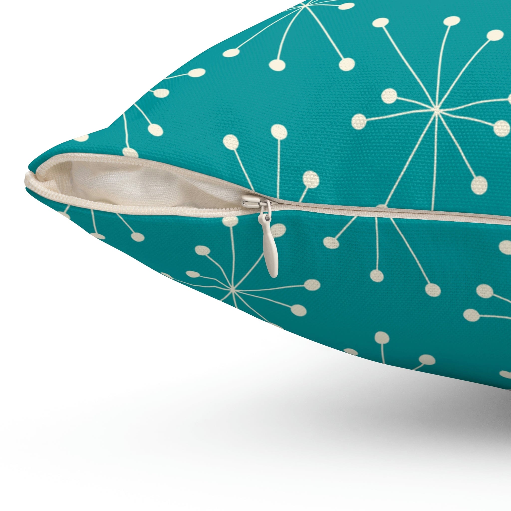 Mid Century Modern Atomic Aqua Blue, Starburst Retro Square Pillow Home Decor