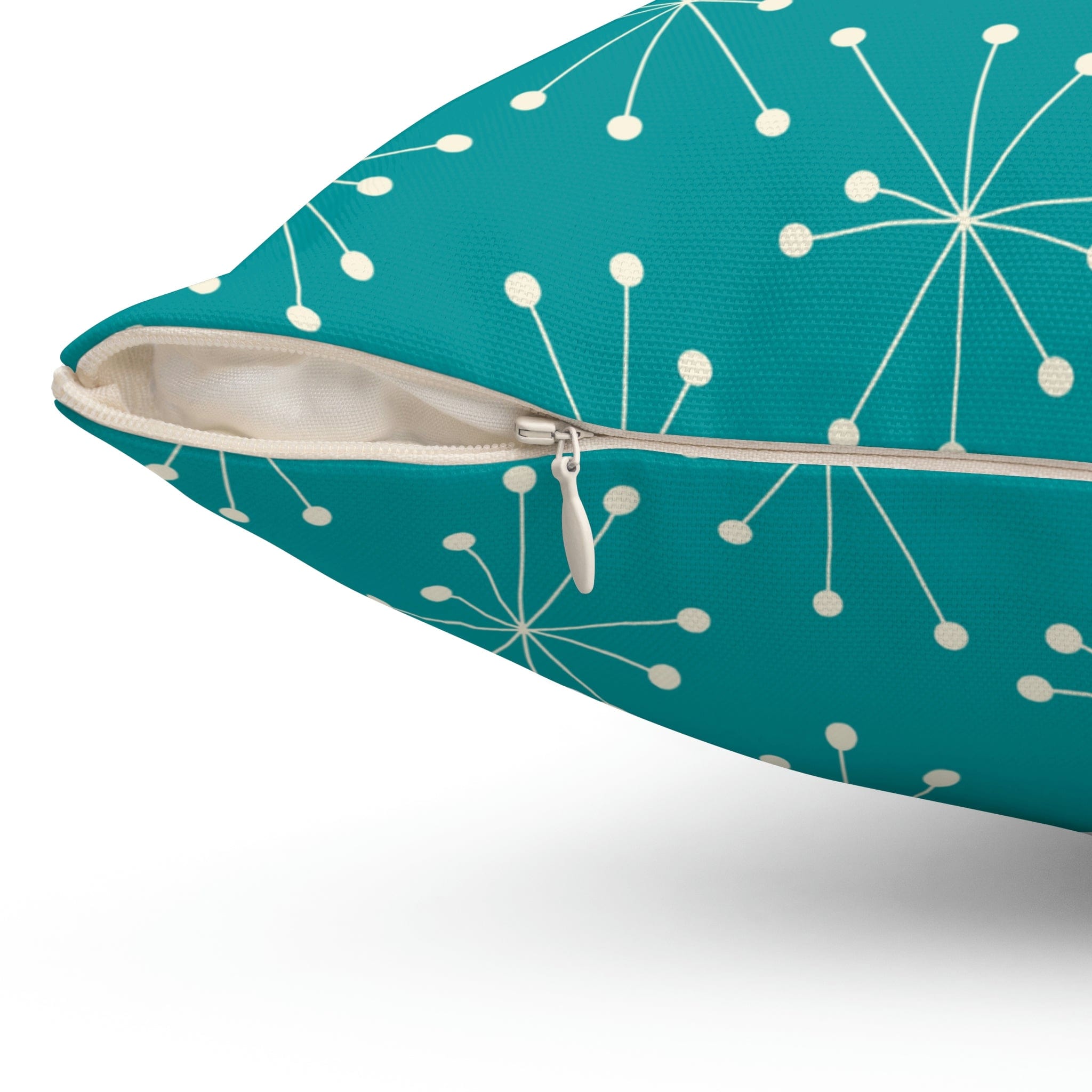 Mid Century Modern Atomic Aqua Blue, Starburst Retro Square Pillow Home Decor